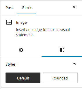 Preview of image block styles