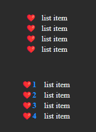 preview of heart list block styles